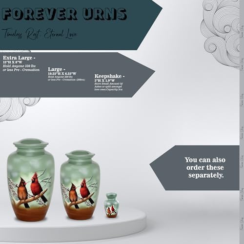 Forever URNS Cardinal Birds Cremation Urn for Human Ashes
