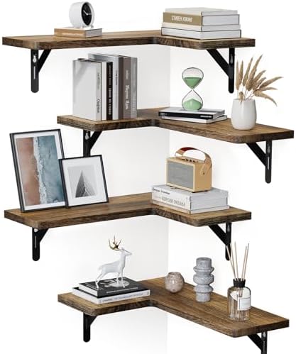 Amada Corner Floating Shelves Set of 4 Brown