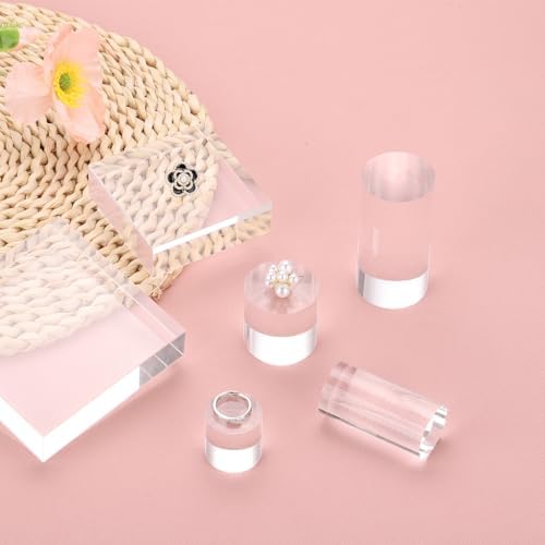 Uxcell 4pcs Acrylic Cylinder Display Blocks Clear Jewelry Stand