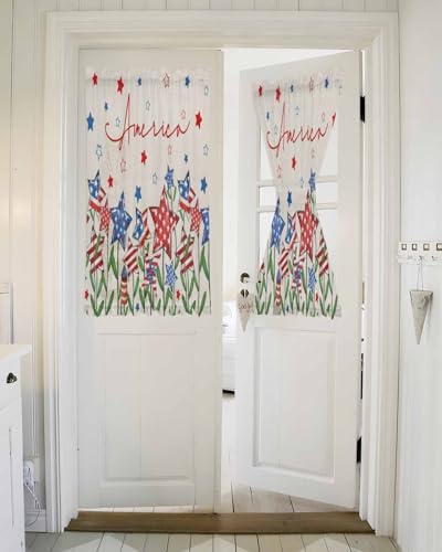 Independence Day Front Door Curtain with Tiebacks