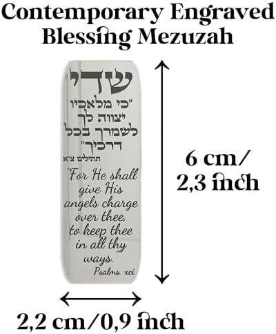 TYLDUM Car Mezuzah with Travelers Prayer and Scroll Engraved Blessing Silver
