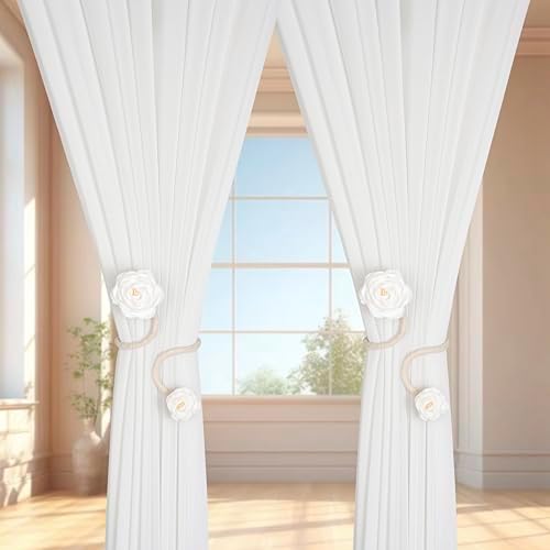SUQ I OME 2 Pieces Handmade Artificial Flower Curtain Holdbacks