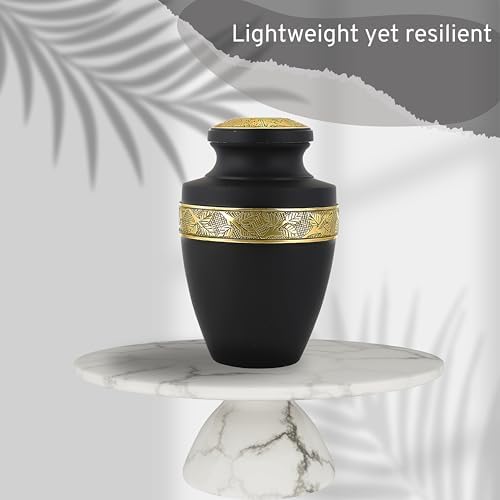 Metal Alloy Decorative Urn for Human Ashes - Black Gold