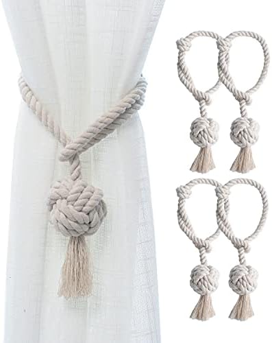 4 Pack Rustic Cotton Rope Curtain Tiebacks