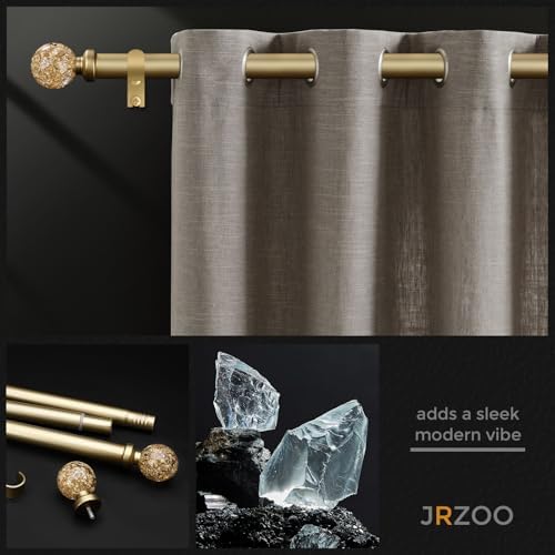 JRZOO Gold Curtain Rods 30-120 Inch Adjustable