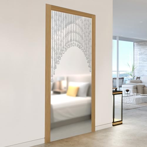 25 Strings Beaded Door Curtain with Adjustable Width and Glass Crystals