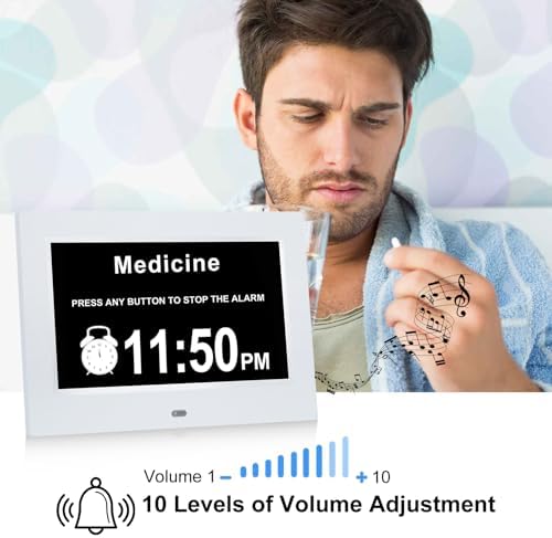 7 Inch Digital Calendar Clock with 12 Alarms and 5 Display Modes