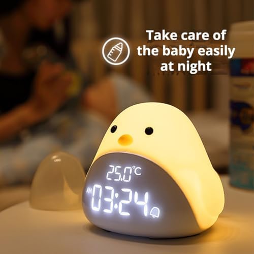 Kids Alarm Clock with Cute Chick Design White