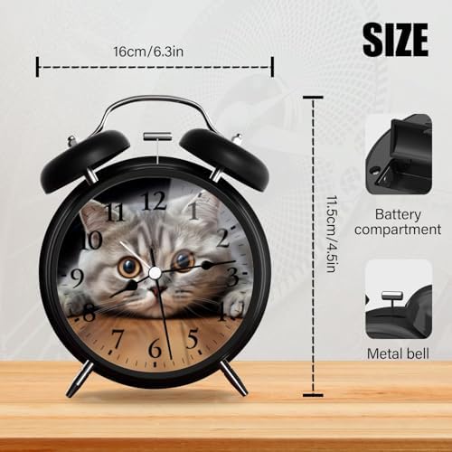 Analog Alarm Clock with Night Light and Silent Movement