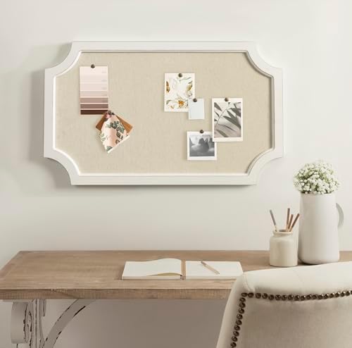 Hogan Framed Scalloped Decorative Wall Pinboard White 18x30