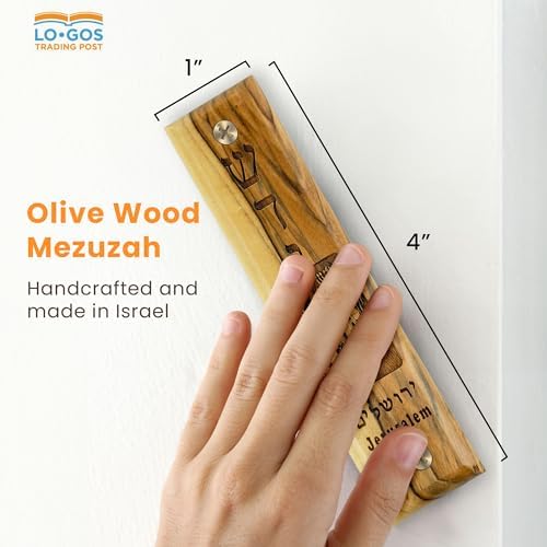 Olive Wood Mezuzah with Scroll from Israel