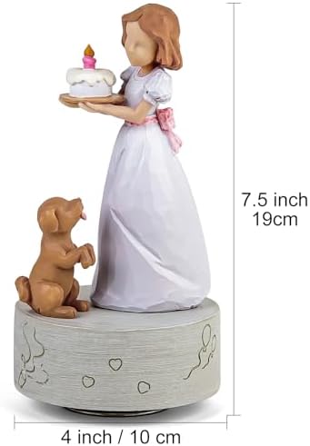 Happy Birthday Musical Box Figurine for Girls and Dogs