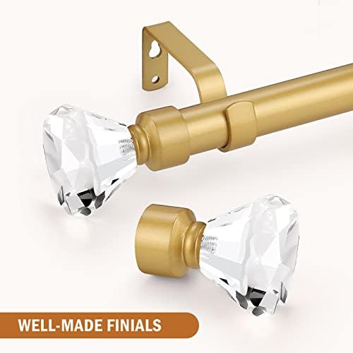 Knobelite Gold Single Rod Curtain Rod with Crystal Finials