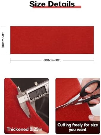 Socomf Red Carpet Runner 3x10 ft Dark Red Non-Slip Aisle Rug