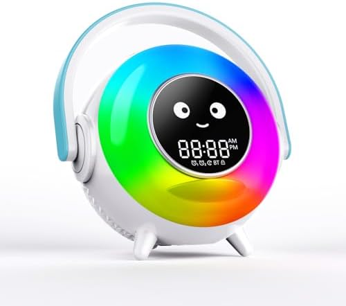 Cute RGB Alarm Clock with Night Light and Bluetooth for Kids