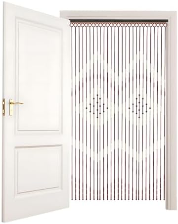 Wood Beaded Curtain for Doorway 3544 x 689 Inches Coffee White