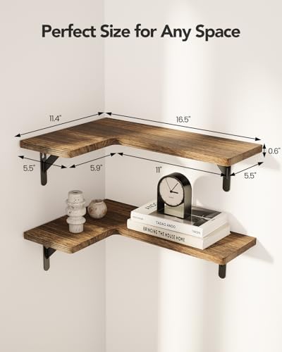Amada Corner Floating Shelves Set of 4 Brown