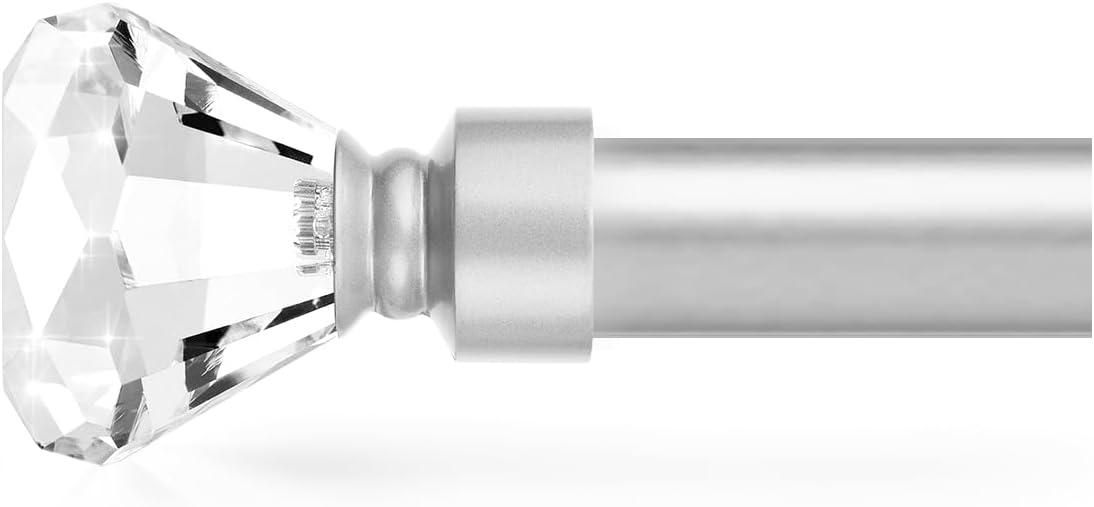 Orger Stain Nickel Crystal Curtain Rod for Windows 30 to 54