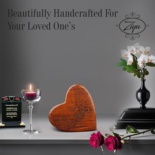 Ziya Wooden Heart Motorcycle Cremation Urn for Men