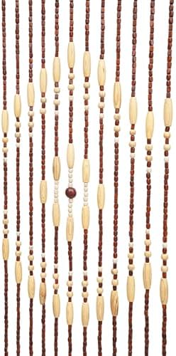 Beaded Curtain Handmade Wood Beads Doorway Decor Panel