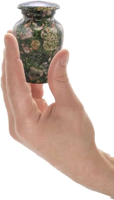 Small Keepsake Cremation Urn Marble Finish Metal