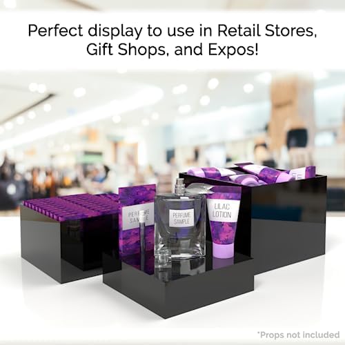 Marketing Holders 3 Piece Acrylic Display Riser Boxes Black