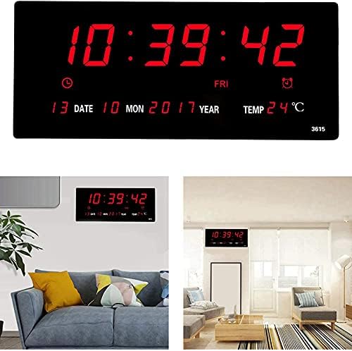 LED Wall Clock with Digital Display and Alarm Features