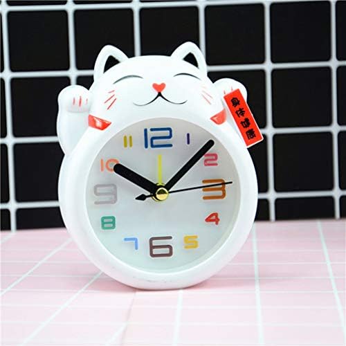 BESPORTBLE Lucky Cat Desk Clock Alarm Clock White