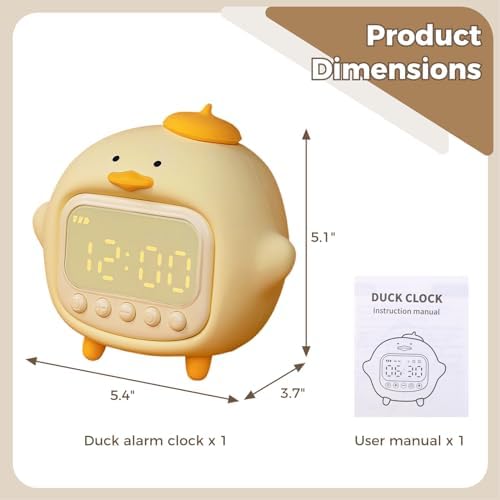 Duck Alarm Clock with Night Light and Dual Alarms