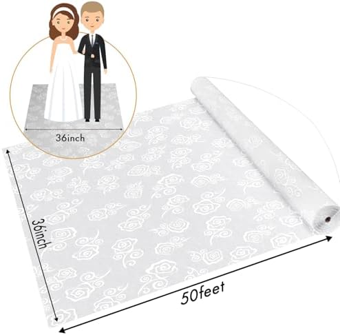 HEALON White Wedding Aisle Runner 3x50Feet Rose