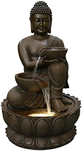 Hi-Line Gift Ltd Large Buddha Fountain with Warm White LED