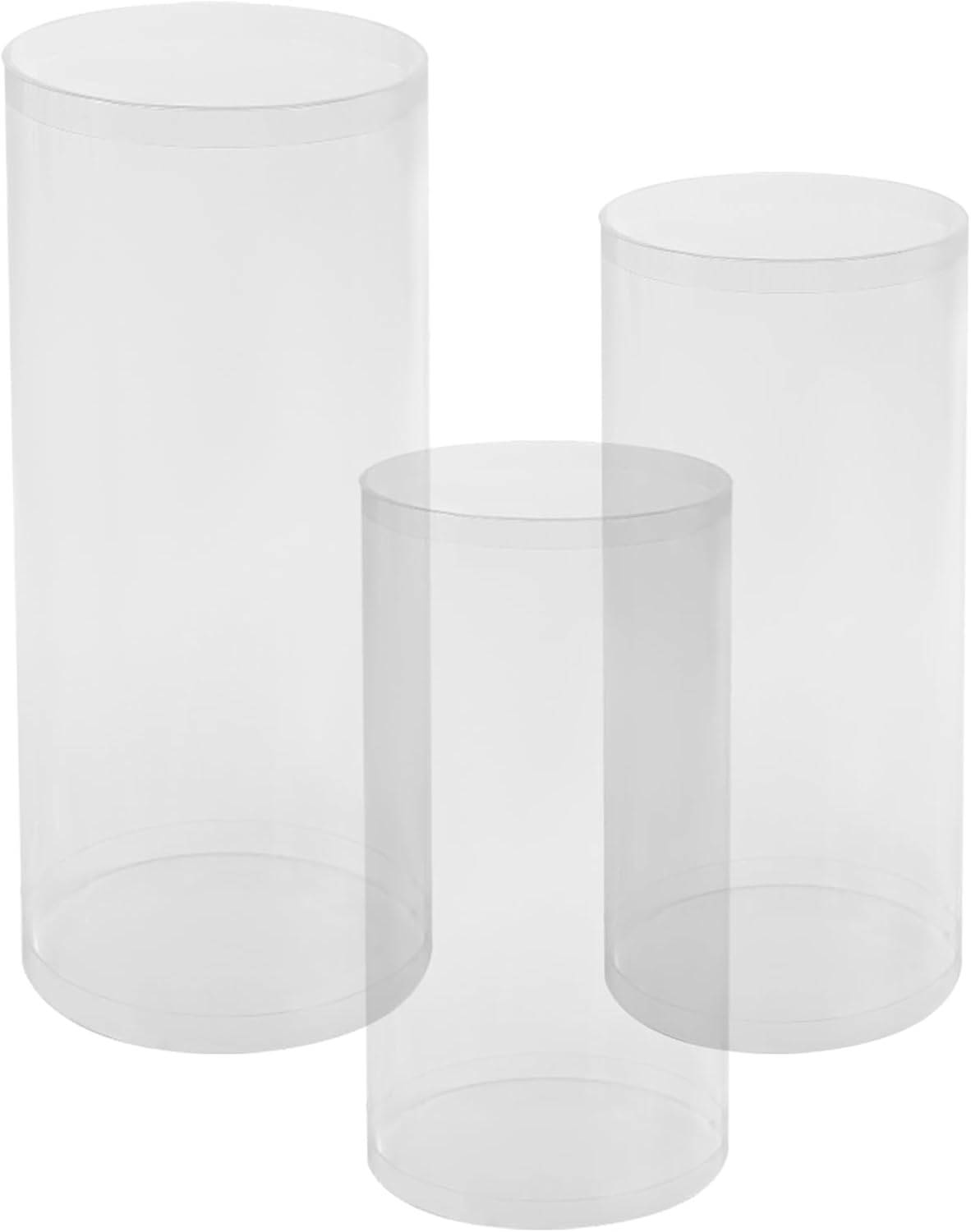 DYRABREST 3-Piece Clear Acrylic Cylinder Pedestal Stands