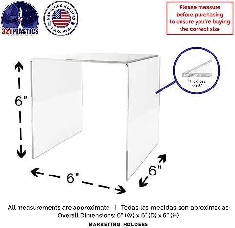 6 Clear Acrylic Display Riser Jewelry Showcase