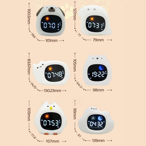 Cute Animal Alarm Clock with Night Light and White Noise