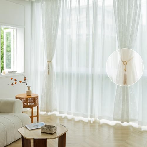 Boho Beige Curtain Tiebacks Holders 4 Pack