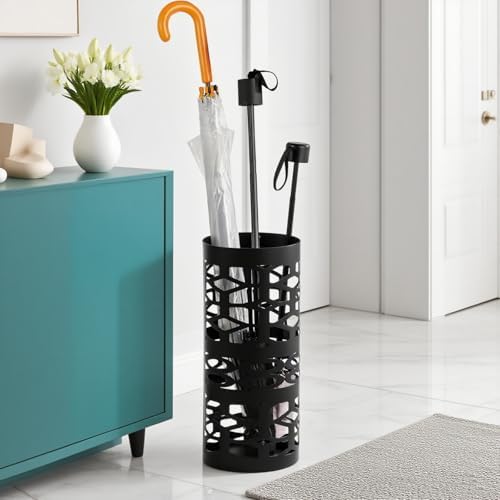 ZENFUN Black Metal Umbrella Stand for Entryway