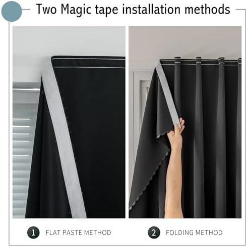 Jilron Magic Tape Curtains Blackout Panels 2 Pack