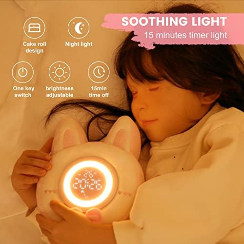 Qanyi Bunny Plush Alarm Clock Night Light