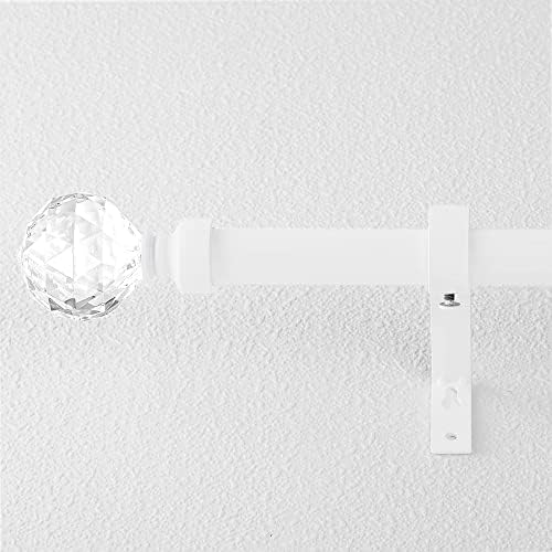 NICETOWN Adjustable Curtain Rod with Faceted Ball Ends 28-48 Inches Matte White