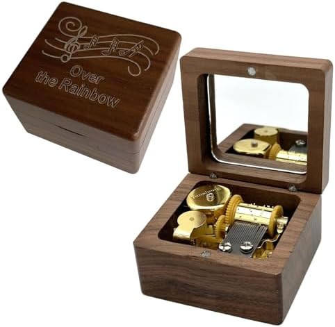 Pursuestar Luxury Walnut Wood Music Box Over The Rainbow