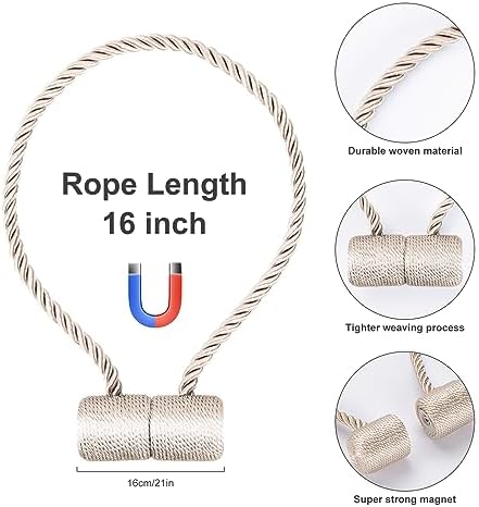 4pcs Magnetic Curtain Tiebacks with Woven Design