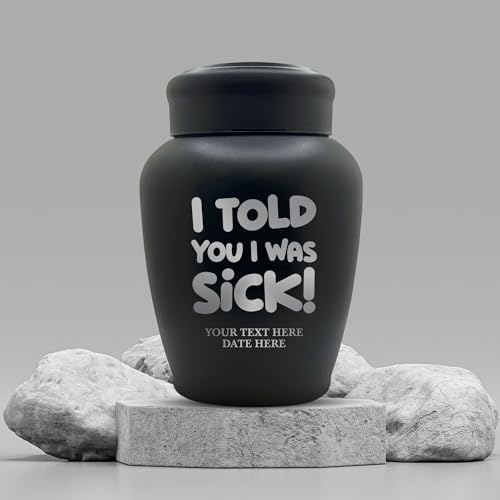 Personalized Cremation Urn with Dark Humor Design and Name