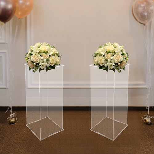 2 Pcs Acrylic Display Cube Pedestal Flower Stand Tower