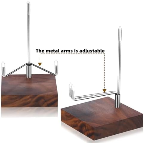 Wenqik 4 Pcs Adjustable Metal Rock Display Stands with Wooden Base