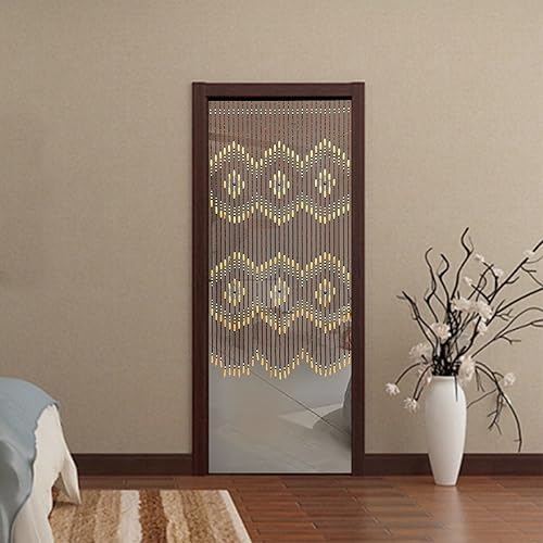 Beaded Curtain Handmade Wood Beads Doorway Decor Panel