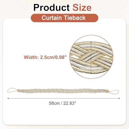 Uxcell 4Pcs Curtain Tiebacks Taupe 58cm Drapery Holdback