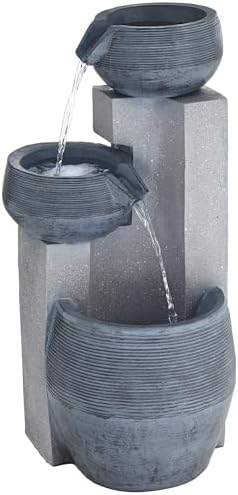 John Timberland Three Bowl Floor Standing Fountain with LED Light