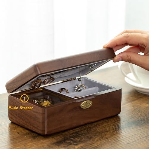 Golden Decorative Music Box with Sunflower Jewelry Holder