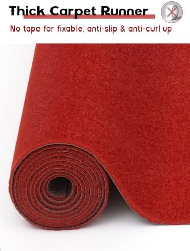 Socomf Red Carpet Runner 3x10 ft Dark Red Non-Slip Aisle Rug
