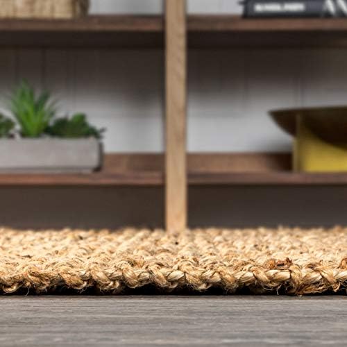 Jonathan Y NRF103A-2 Hand Woven Chunky Jute Rug with Fringe